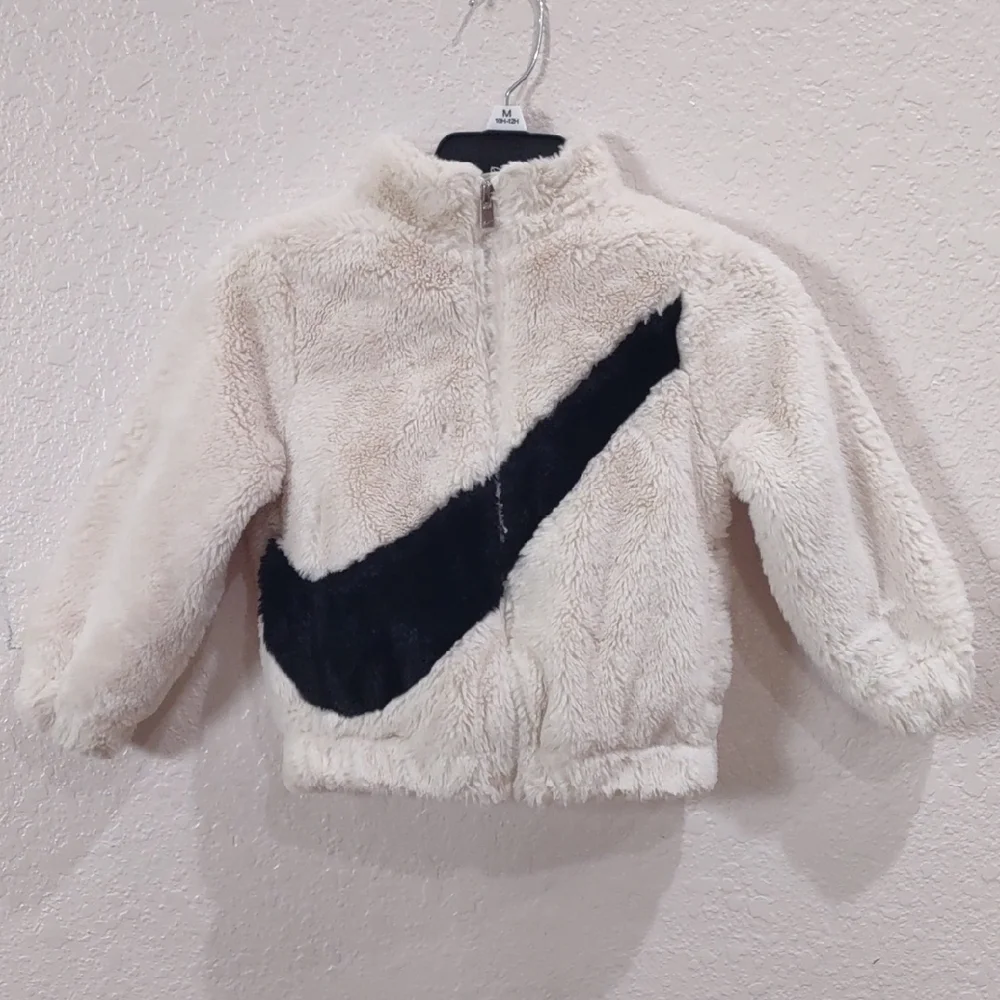 NIKE Cream and Black Fuzzy Jacket